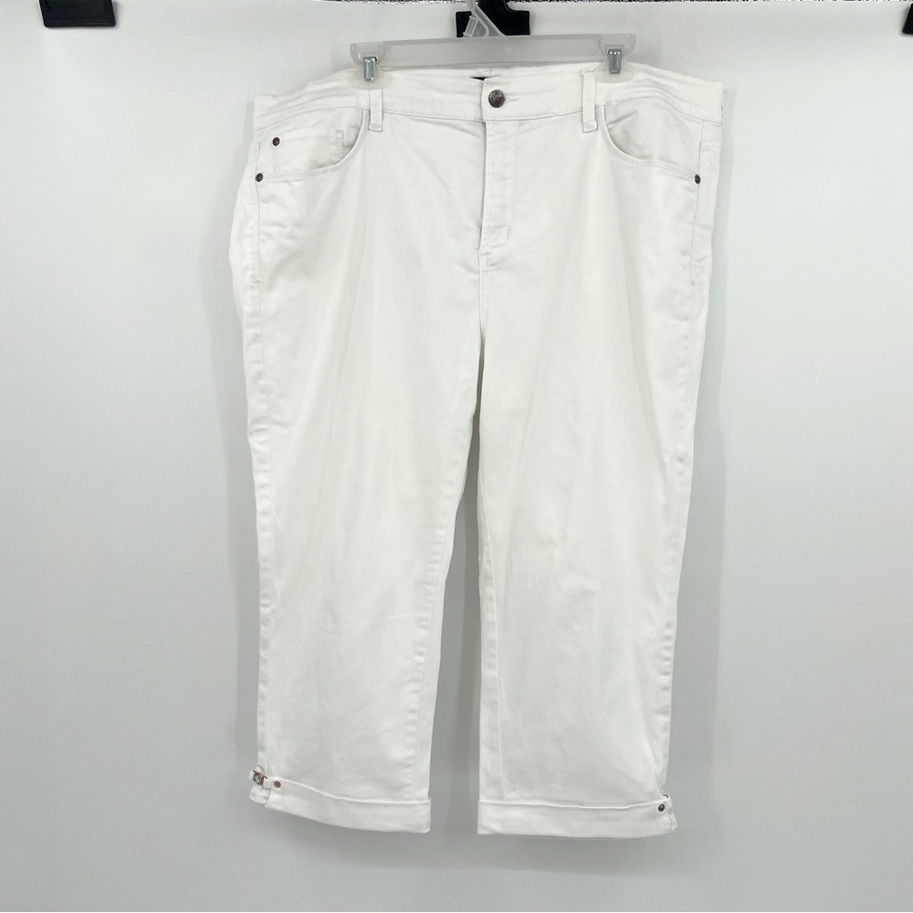 Not Your Daughter's Jeans | Cropped White Jeans with Jeweled Detail – Size 18W
